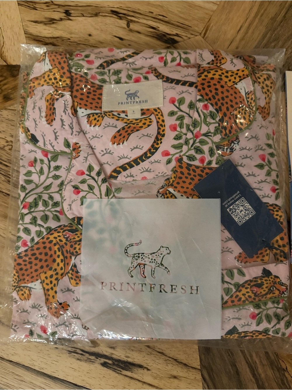 Printfresh Leopard Bagherra Blush Cotton Pajama long 2 pc Set NWT factory fold!